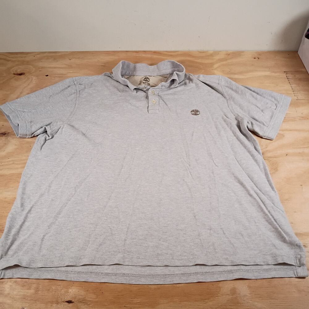 Timberland Summit Polo Shirt Men's 2XL Light Gray Short Sleeve 100% Cotton Logo